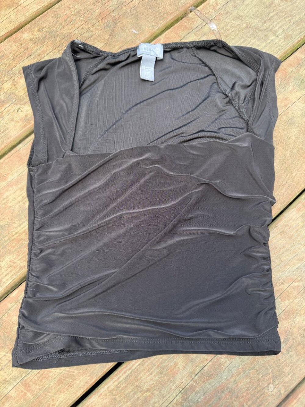 Tilly’s Small Black Ruched Sleeveless Top Stretchy Polyester Blend Stylish & Com